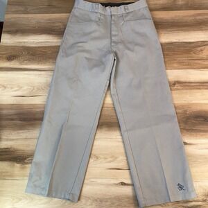 Lowrider Mens Khaki Twill Pants Size 34 Embroidered Logo Relaxed Fit Skateboard